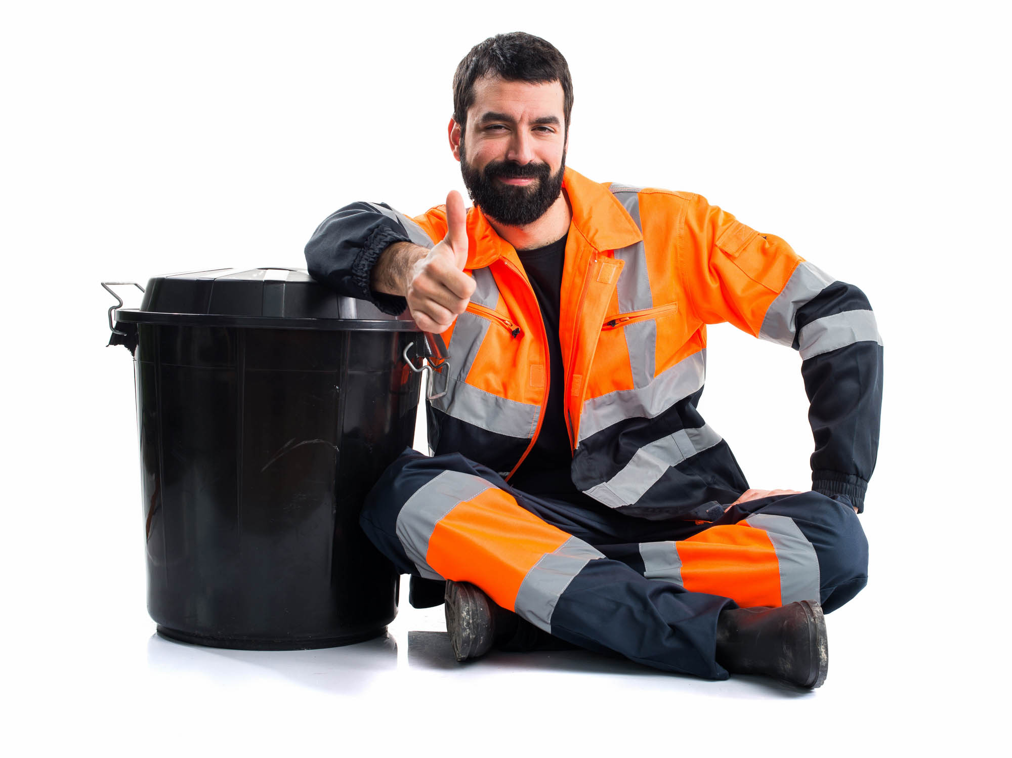 Garbage man with thumb up